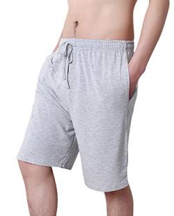 Dolamen Herren Schlafanzughose Hose Shorts kurz, Modal Baumwolle unterwäsche Boxershorts Nachtwäsche Trunk Pyjamahose verstellbarem Elastik-Bund Taschen Schlafen Freizeit (XXXXX-Large, Grau) von Dolamen