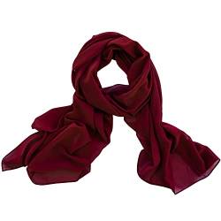 Dolce Abbraccio Damen Schal Stola Halstuch Tuch aus Chiffon für Frühling Sommer Ganzjährig Bordeaux Rot von Dolce Abbraccio