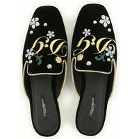 DOLCE & GABBANA DOLCE GABBANA JACKIE SAMT PANTOLETTEN FLATS MULES SLIPPER SCHUHE SANDA Sandale von Dolce & Gabbana