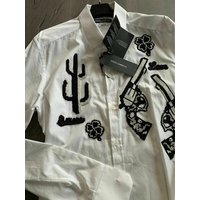 DOLCE & GABBANA Langarmhemd DOLCE GABBANA GOLD ICON SHOOTING MENS GUN PATCH HEMD OVERSHIRT SHIRT 4 von Dolce & Gabbana