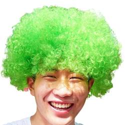 Afro Clown Perücke Faschingsperücke Herren Damen Lockenkopf Wig Lockenperücke Rasta Afroperücke Accessoire für Karneval und Fasching Halloween Perücken für Erwachsene (Green) von DolceTiger