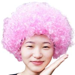 Afro Clown Perücke Faschingsperücke Herren Damen Lockenkopf Wig Lockenperücke Rasta Afroperücke Accessoire für Karneval und Fasching Halloween Perücken für Erwachsene (Pink) von DolceTiger