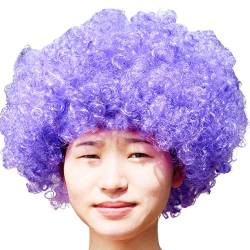 Afro Clown Perücke Faschingsperücke Herren Damen Lockenkopf Wig Lockenperücke Rasta Afroperücke Accessoire für Karneval und Fasching Halloween Perücken für Erwachsene (Purple) von DolceTiger