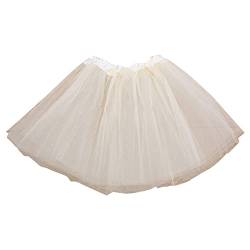 Ballett Tütü Mädchen-Prinzessin-Rock dreilagiger Mesh- Panton-Röcke Halbrock Kindertanzserie dreilagiger Sandrock Tüllrock Bunt (Beige, 2-8 Years) von DolceTiger