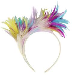 Bunt Feder Stirnband 20er Jahre Accessoires Haarband Fascinator Stirnbänder Regenbogen Feder Haarreif Kopfbedeckung für Frauen,Hochzeit,Teeparty,Cocktailparty Karneval Kostüm (White #1, One Size) von DolceTiger