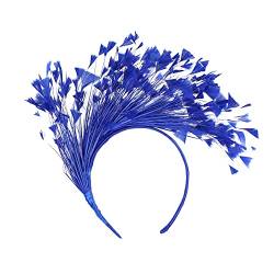 Bunt Feder Stirnband 20er Jahre Accessoires Haarband Fascinator Stirnbänder Regenbogen Feder Haarreif Kopfbedeckung für Frauen,Hochzeit,Teeparty,Cocktailparty Karneval Kostüm Damen (A-Blue, One Size) von DolceTiger