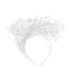 Bunt Feder Stirnband 20er Jahre Accessoires Haarband Fascinator Stirnbänder Regenbogen Feder Haarreif Kopfbedeckung für Frauen,Hochzeit,Teeparty,Cocktailparty Karneval Kostüm Damen (A-White, One Size) von DolceTiger