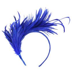 Bunt Feder Stirnband 20er Jahre Accessoires Haarband Fascinator Stirnbänder Regenbogen Feder Haarreif Kopfbedeckung für Frauen,Hochzeit,Teeparty,Cocktailparty Karneval Kostüm Damen (Blue #2, One Size) von DolceTiger