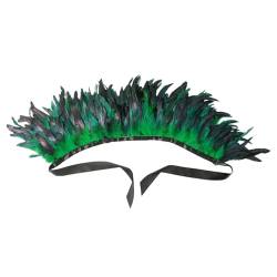 DolceTiger Damen Federschal Vintage Feder Umhänge Schulterumhang Cape Gothic Kragen Federboa Kostüm Vogel Pfau Kostüm Damen Karneval Kostüm Samba Kostüm für Karneval Halloween Maskerade (Green) von DolceTiger