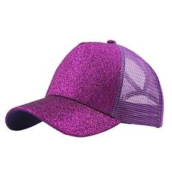 DolceTiger Glitzern Mesh Baseball Cap Damen Einstellbar Baseballkappe Für Pferdeschwanz UV Sonnenhut Sommersportmütze Sommerhut Damen von DolceTiger