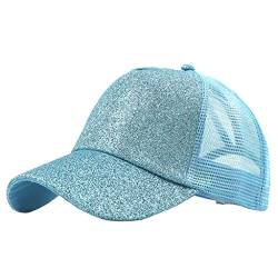 DolceTiger Glitzern Mesh Baseball Cap Damen Einstellbar Baseballkappe Für Pferdeschwanz UV Sonnenhut Sommersportmütze Sommerhut Damen von DolceTiger