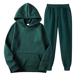 DolceTiger Herren Jogginganzug Trainingsanzug Sportanzug Hoodie und Sporthose Zweiteiliges Set Kapuzenpullover Jogginghose Sweatshirt Casual Hoodie Hose 2-teilig Anzug (Green, XXXL) von DolceTiger