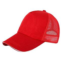 DolceTiger Kinder Baseball Cap Basecap Cowboy Hut Einfarbige Netzkappe für Kinder Baseballmütze Sonnenblende Schirmmütze Basecap Jungen Mädchen (Red, One Size) von DolceTiger