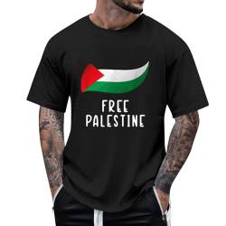 Free Palestine T-Shirt Herren Rundhals Slim Fit Basic T-Shirt Männer Kurzarmshirt O-Neck Kurzarm Top Freies Palästina Sommer Oberteile Herren von DolceTiger