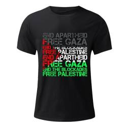 Free Palestine T-Shirt Herren Rundhals Slim Fit Basic T-Shirt Männer Kurzarmshirt O-Neck Kurzarm Top Freies Palästina Sommer Oberteile Herren von DolceTiger