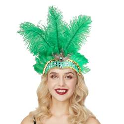 IndianerStirnband mit Feder Paillette IndianerKopfschmuck Feder Stirnband Federschmuck Haarband Haarschmuck Kopfschmuck Feder Stirnband 20er Jahre für Damen Karneval Kostüm Halloween (Green, One Size) von DolceTiger