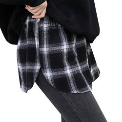 Karierter Kleiner Minirock für Damen Rock Hemd Saum Mini Unterrock Hemdverlängerung Blusenrock Extender Hemd Verlängerung Layering Top Blusen Verlängerung Damen (Black Plaid #2, One Size) von DolceTiger