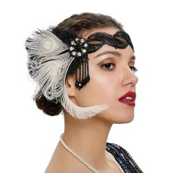 Karneval Kostüm Damen Pfau Stirnband Damen-Kopfbedeckung, Feder-Kopfbedeckung für Damen Party Tanz Nachmittagstee Hochzeit Kopfbedeckung (White, One Size) von DolceTiger