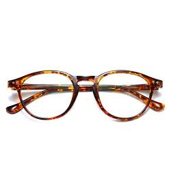 Dollger Blaulichtfilter Brille Computerbrille ohne sehstärke Anti-Blaulicht Klassische Rund Frame Gaming Brille für Damen Herren Leopard von Dollger