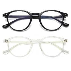 Dollger Blaulichtfilter Brille Computerbrille ohne sehstärke Anti-Blaulicht Klassische Rund Frame Gaming Brille für Damen Herren Schwarz von Dollger