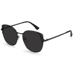 Dollger Cat Eye Sonnenbrille für Frauen Übergroße Trendy Retro Cateye Sonnenbrille UV400 Schutz,Schwarz von Dollger