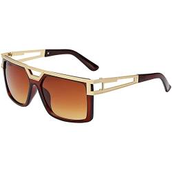 Dollger Classic Retro Sonnenbrille für Herren Damen 80s 90s Rapper Metall Große Gold Rahmen Hip hop Punk Rock Partei Brillen UV400 schutz von Dollger