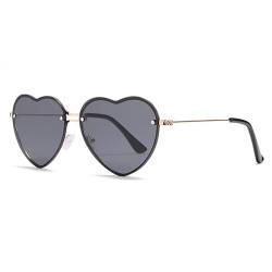 Dollger Herz Sonnenbrille Damen Randlose Hippie Herzform Sunglasses Metallrahmen Lovely Brille UV400 Schutz von Dollger