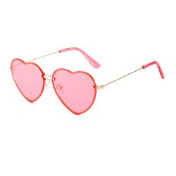 Dollger Herz Sonnenbrille Damen Randlose Hippie Herzform Sunglasses Metallrahmen Lovely Brille UV400 Schutz von Dollger