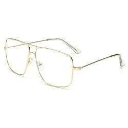 Dollger Klassische Quadratisch Brille Klare Linse Brille Metallbrille Nicht verschreibungspflichtige Brille für Damen und Herren von Dollger