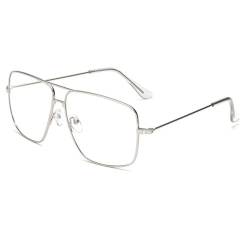 Dollger Klassische Quadratisch Brille Klare Linse Brille Metallbrille Nicht verschreibungspflichtige Brille für Damen und Herren von Dollger
