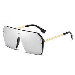 Dollger Oversized Sonnenbrille für Damen Classic Flat Top Sonnenbrille Herren Retro Übergroße Sonnenbrille UV400 Schutz Silber von Dollger