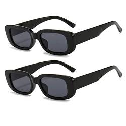 Dollger Rechteckige Polarisierte Sonnenbrille Damen Herren UV Schutz Sunglasses Vintage Schmale Brille Schwarze Sonnenbrille Damen 90er Brille Für Reise, Fahren Angeln,Party von Dollger