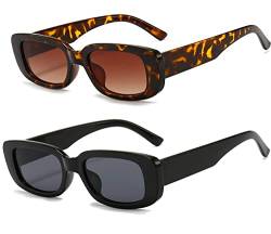 Dollger Rechteckige Polarisierte Sonnenbrille Damen Herren UV Schutz Sunglasses Vintage Schmale Brille Schwarze Sonnenbrille Damen 90er Brille Für Reise, Fahren Angeln,Party von Dollger