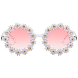 Dollger Retro-Blumenbrille für Damen und Mädchen, runde Gänseblümchen-Sonnenbrille, modische Brille für Party, Disco, Festival (Daisy) von Dollger