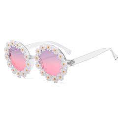 Dollger Retro-Blumenbrille für Damen und Mädchen, runde Gänseblümchen-Sonnenbrille, modische Brille für Party, Disco, Festival (Daisy) von Dollger