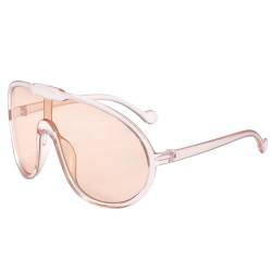 Dollger Retro Flat Top Y2K Sonnenbrille Groß Herren Damen Oversized Vintage Brille mit Flachem Oberteil UV 400,Rosa von Dollger