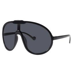 Dollger Retro Flat Top Y2K Sonnenbrille Groß Herren Damen Oversized Vintage Brille mit Flachem Oberteil UV 400,Schwarz von Dollger