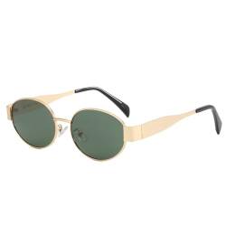 Dollger Retro Oval Polarisiert Sonnenbrille Damen Herren Metal Trendy Classic Mode-Sonnenbrillen UV400 Schutz,Goldrahmen Grün von Dollger
