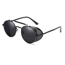 Dollger Retro Runde Steampunk Sonnenbrille für Damen Herren UV400 Schutz Vintage Style Punk SonnenBrille von Dollger