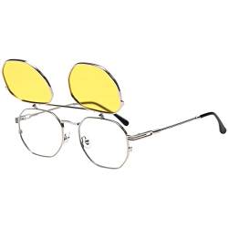 Dollger Retro Sonnenbrille für Damen Herren Steampunk Sonnenbrille Flip Up Sonnenbrille Metallrahmen Sonnenbrille UV-Schutz von Dollger
