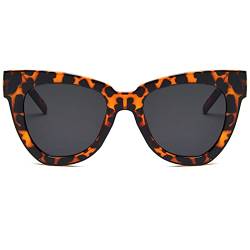 Dollger Sonnenbrille Damen Herren Retro Katzenaugen Übergroße Runde Sunglasses Vintage Cateye Sonnenbrille UV-Schutz Gläser Sun Glasses for Ladies,Leopard von Dollger