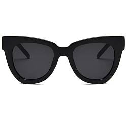 Dollger Sonnenbrille Damen Herren Retro Katzenaugen Übergroße Runde Sunglasses Vintage Cateye Sonnenbrille UV-Schutz Gläser Sun Glasses for Ladies,Schwarz von Dollger