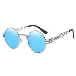 Dollger Sonnenbrille Herren Rund, Kleine Retro Vintage Sunglasses Hippie Steampunk Herren Mit Metallrahmen Schwarze Sonnenbrille Damen Fahren Angeln Reisen UV 400 Brille von Dollger