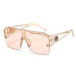 Dollger Vintage Flat Top Sonnenbrille groß Herren Damen Schwarz Quadratisch Halbrandlose Brille Rechteckige Sonnenbrillen mit Flachem Oberteil UV 400 von Dollger