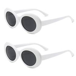 Dollger Weiße Sonnenbrille oval, Vintage Clout Goggles UV400, Kugel für Herren und Damen zum Reisen im Freien, Weiß von Dollger