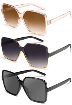 Dollger übergroße Quadratische Retro Sonnenbrille Damen Herren Große Mode Brille Schattierungen für Männer Frauen UV-Schutz,Teal+Schwarz+Leopard von Dollger