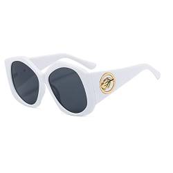 Übergroße Damen-Sonnenbrille, UV400, großer Rahmen, Trend-Sonnenbrille für Damen, Vintage, klassisch, unregelmäßig, Polygon, Partybrille für Herren, weiß von Dollger