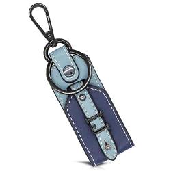 Dolphin Schlüsselanhänger personalisiert - Hochwertiger Kunst Leder Schlüssel Anhänger mit Wunsch-Initialen - für Sie & Ihn (Metall: Chrom-Anthrazit/Leder Imitat: navy/blue) von Dolphin