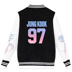 Dolpind BTS Love Yourself Baseballjacke Bangtan Boys Merchandise Jimin Jungkook Hoodie, Damen Mädchen Jungen, Jung Kook 97 Schwarz, Large von Dolpind