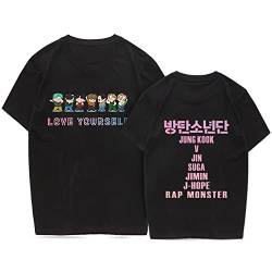 Dolpind Kpop BTS Love Yourself Shirt Suga Jungkook Jimin V Rap Jhope Jin T-Shirt, Jungen, Schwarz A, X-Large von Dolpind